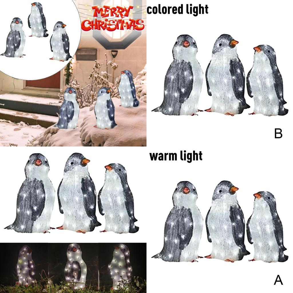 Adorable Christmas Penguin Led Light Garden Decoration With Acrylic Body