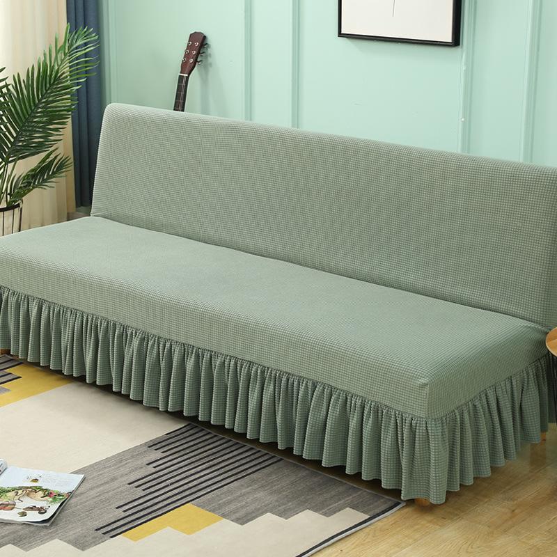 Folding Sofa Bed Cover Without Armrests, Solid Color Thickened Sofa Bed Cover, Simple Modern Sofa Cover All-Inclusive Skirt
