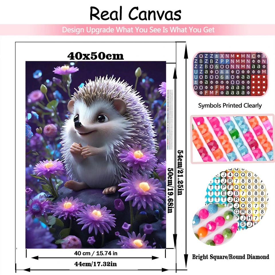 Diamond 5DDIY Painting New Purple Series Animal Hedgehog Flower Full Square/Round Diamond Mosaic Flower Home Decoration