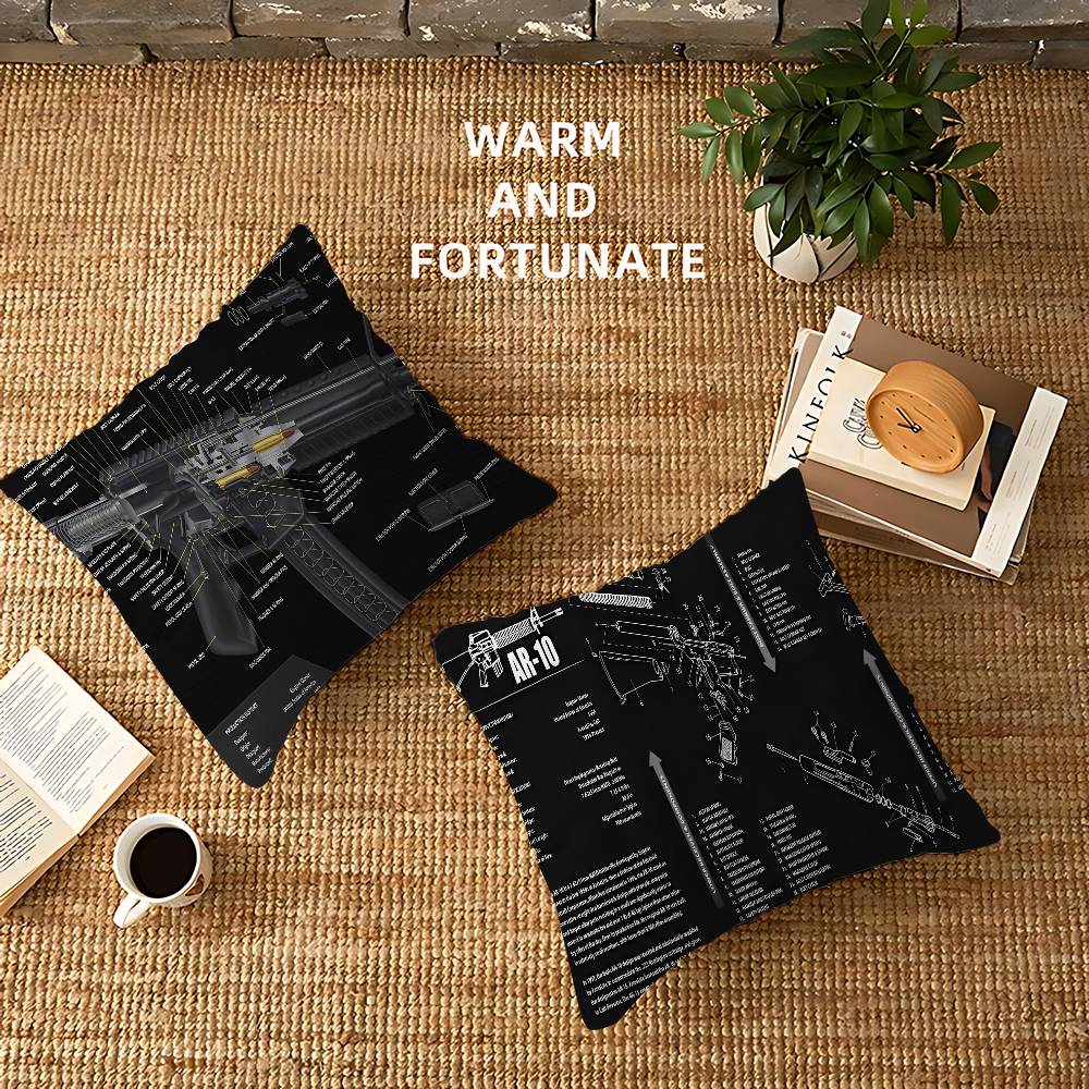 Black Ar 15 Ak47 Gun Cushion Cover Polyester Sofa Cushions Decorative Throw Pillows Home Decoration Pillowcover