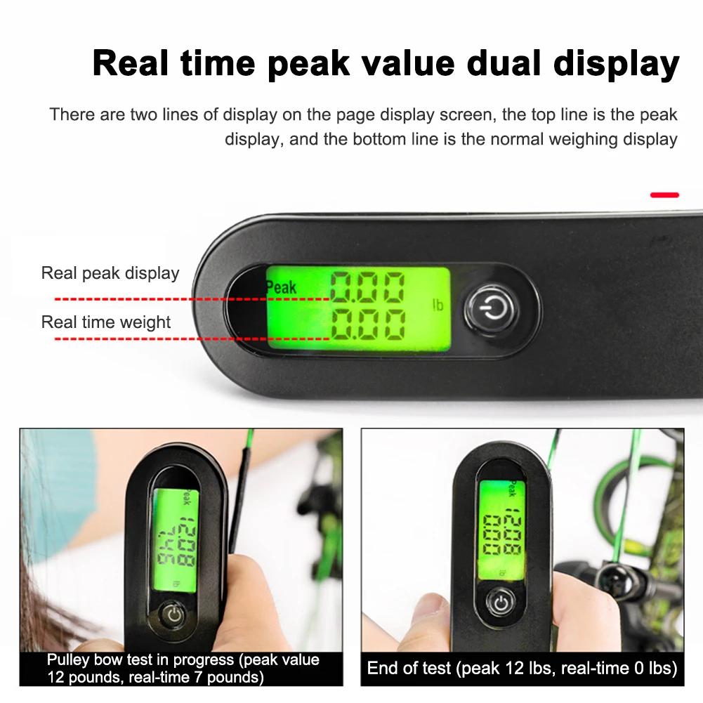 Archery LED Bow Scale 110lbs Draw Weight Weighing Tool Dynamometer Measuring Instrument Hunting Shooting Compound Recurve Bow