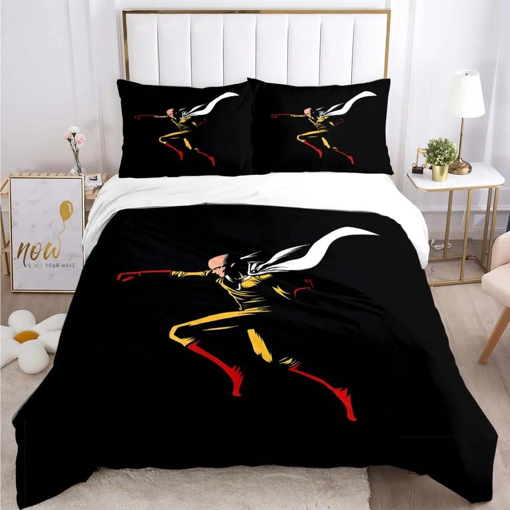 Casal One Punch Man All Season Duvet Cover Comforter Bedding Set Soft Quilt Cover and Pillowcases Teens Single/Double/Queen/King