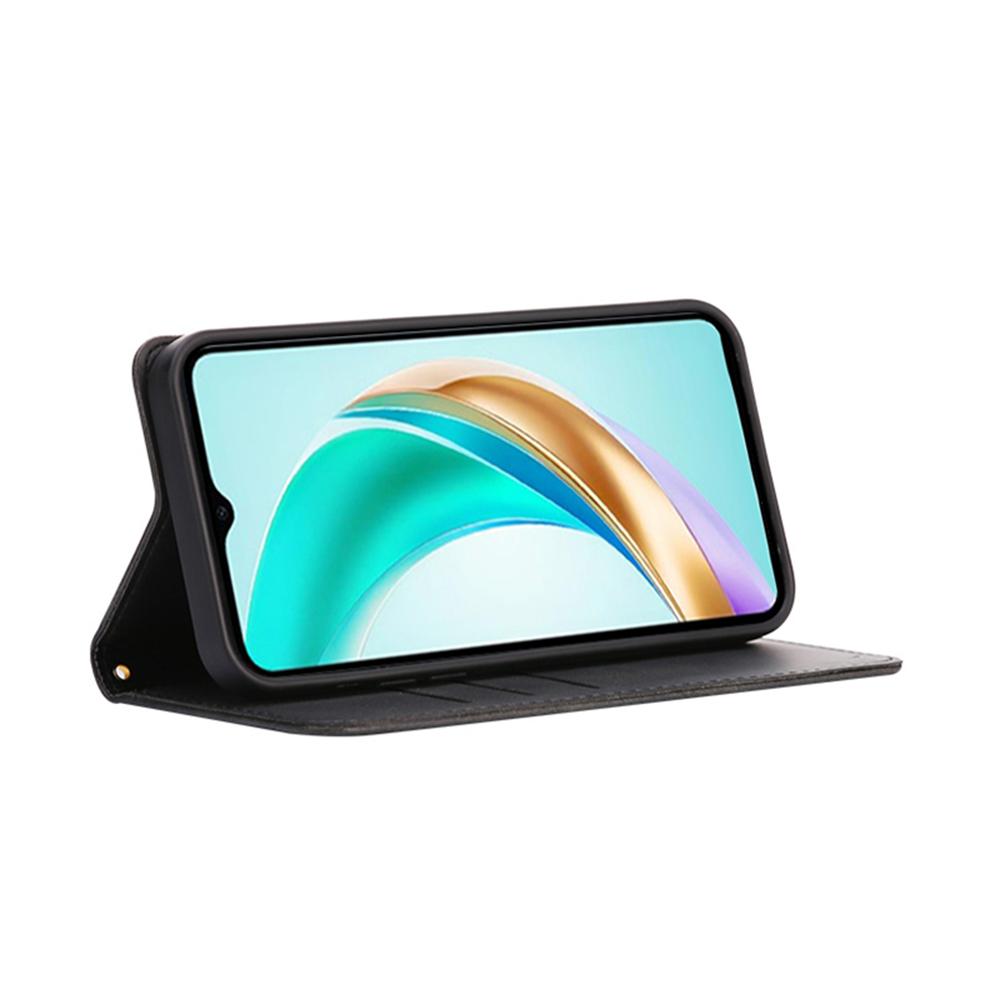 For Honor X6b 4G Case Wallet Calf Texture Leather Phone Cover with Hidden Magnetic Closure