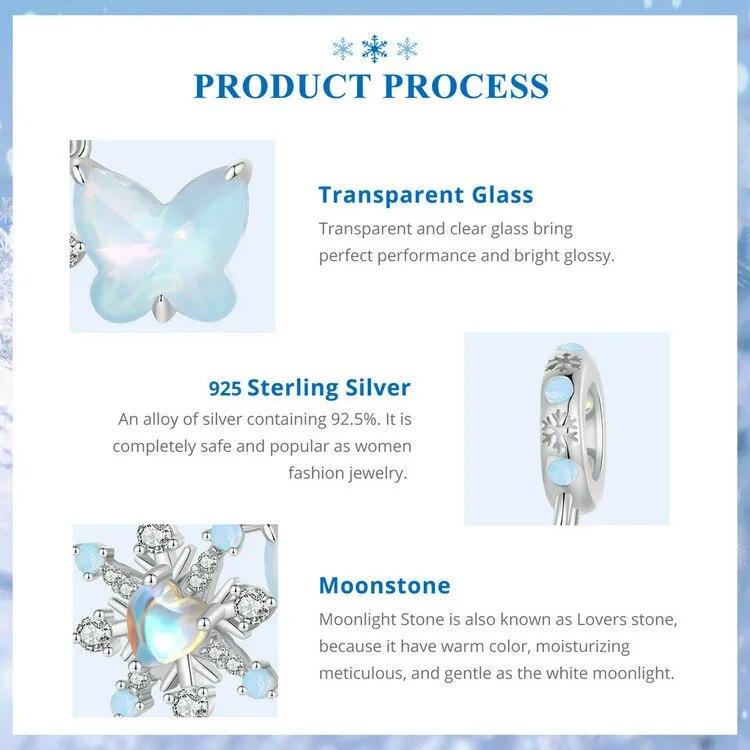 WOSTU 925 Sterling Sølv Smeltende Is Snøkrystall Anheng Blå Opal Kjærlighetshjerte Regnbue Charm Passer Original Armbånd DIY Vintergave