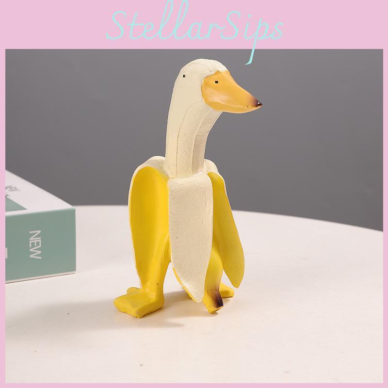 Duck Banana Resin Animal Sculpture Fun Desktop Decorations Gift For Friends