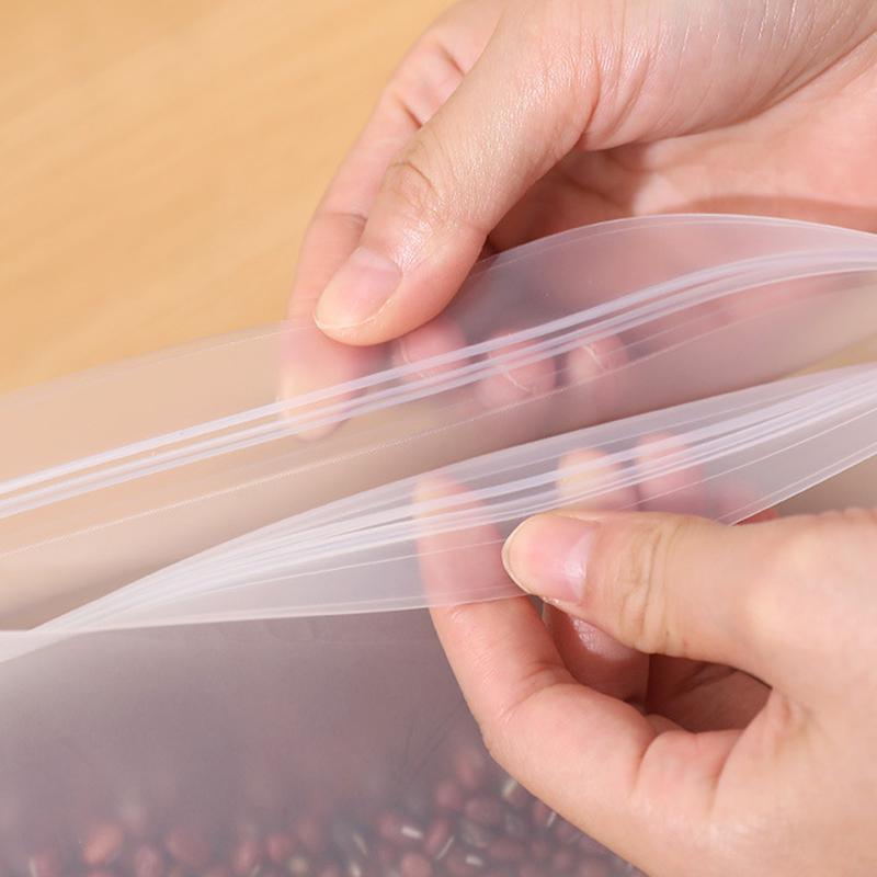 5Pcs Silicone Food Storage Containers Leakproof Stand Up Zip Shut Reusable Rolls Fresh-Keeping Food For Meat Fruits Vegetables