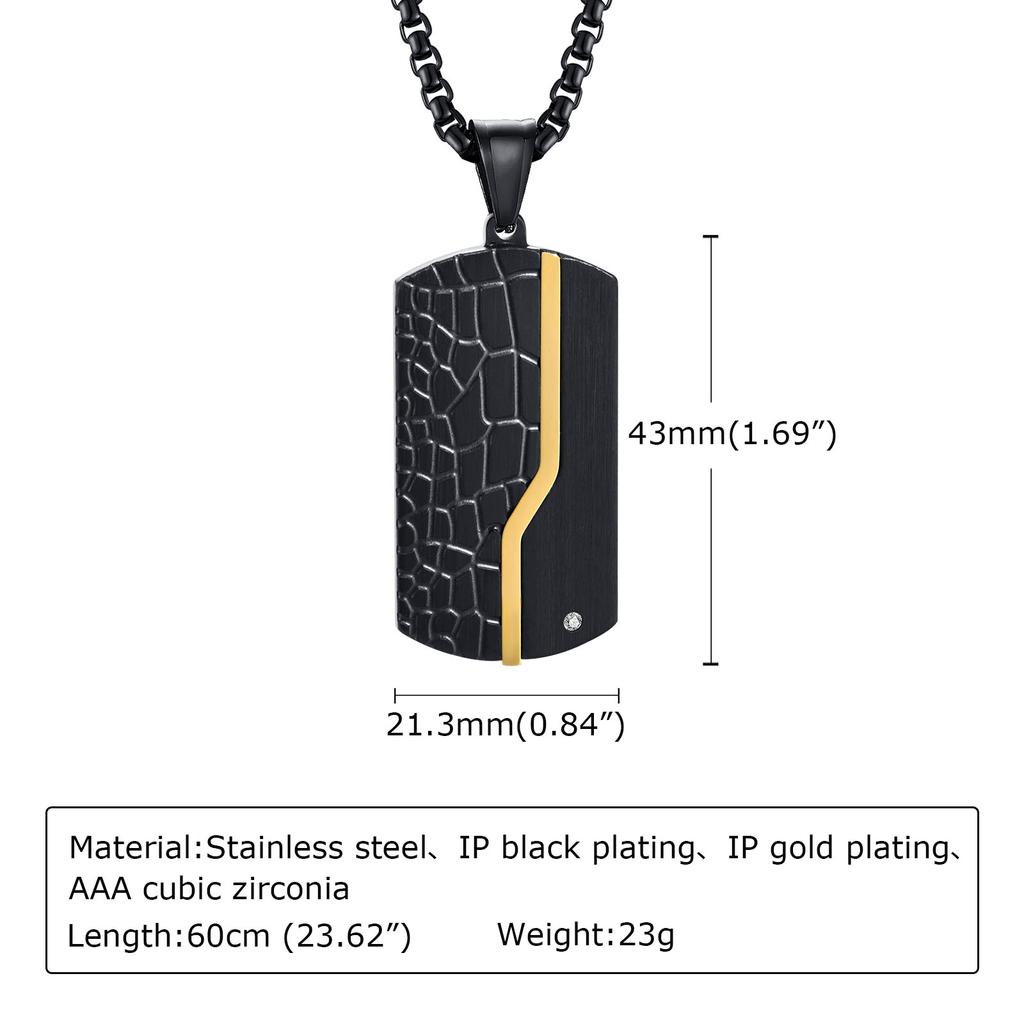 Men's Stylish Dog Tag Pendant Necklace, Stainless Steel Geometric Dog Tag Necklace, Fashion Casual Jewelry Gifts for Father Day