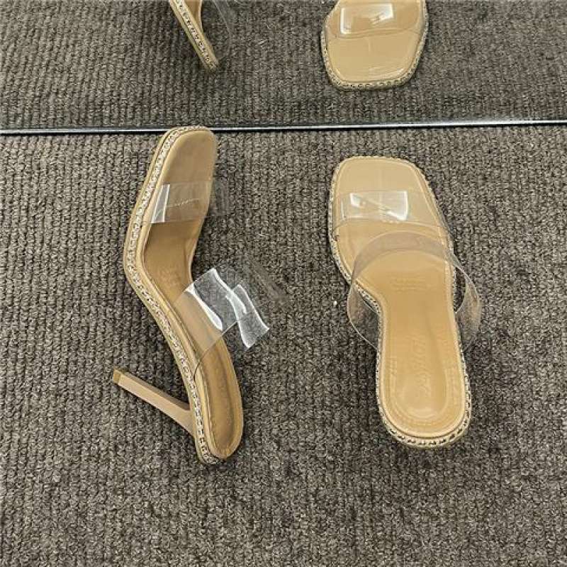 2025 Summer New Stiletto Women's Sandals Fashion Sandals Super Fire Transparent High-heeled Slippers Women's Wear