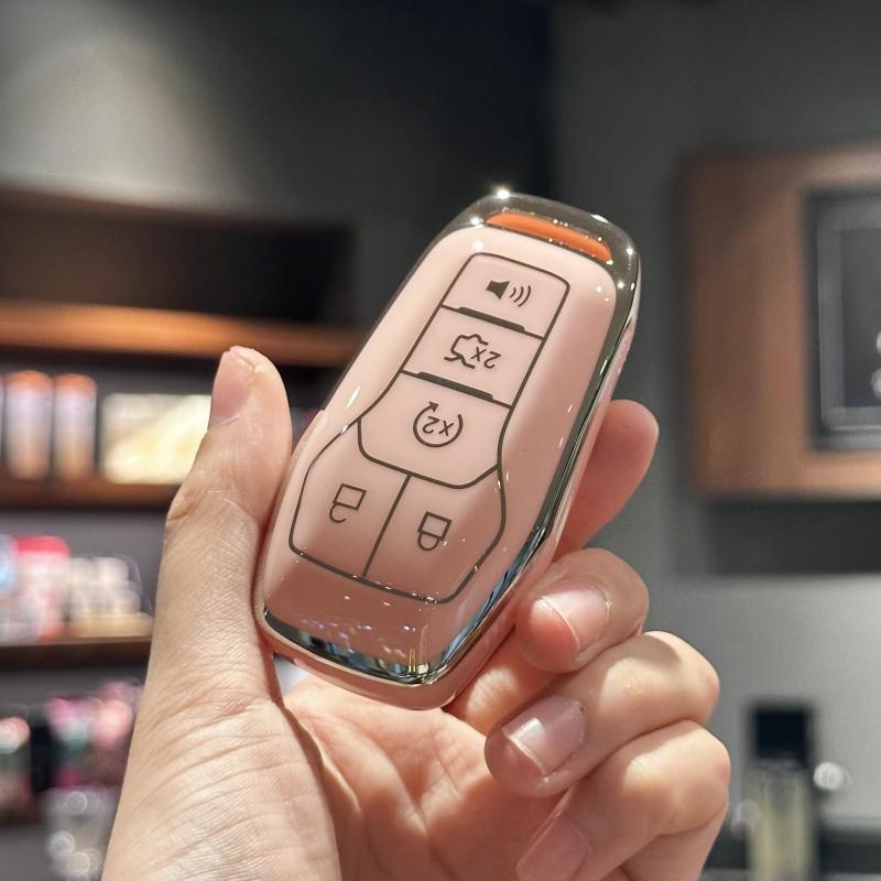 Etui na breloczek z błyszczącą smyczą brelok do Forda Fusion Mustang F150 Edge Explorer Lincoln MKZ MKC MKX inteligentny klucz zdalny