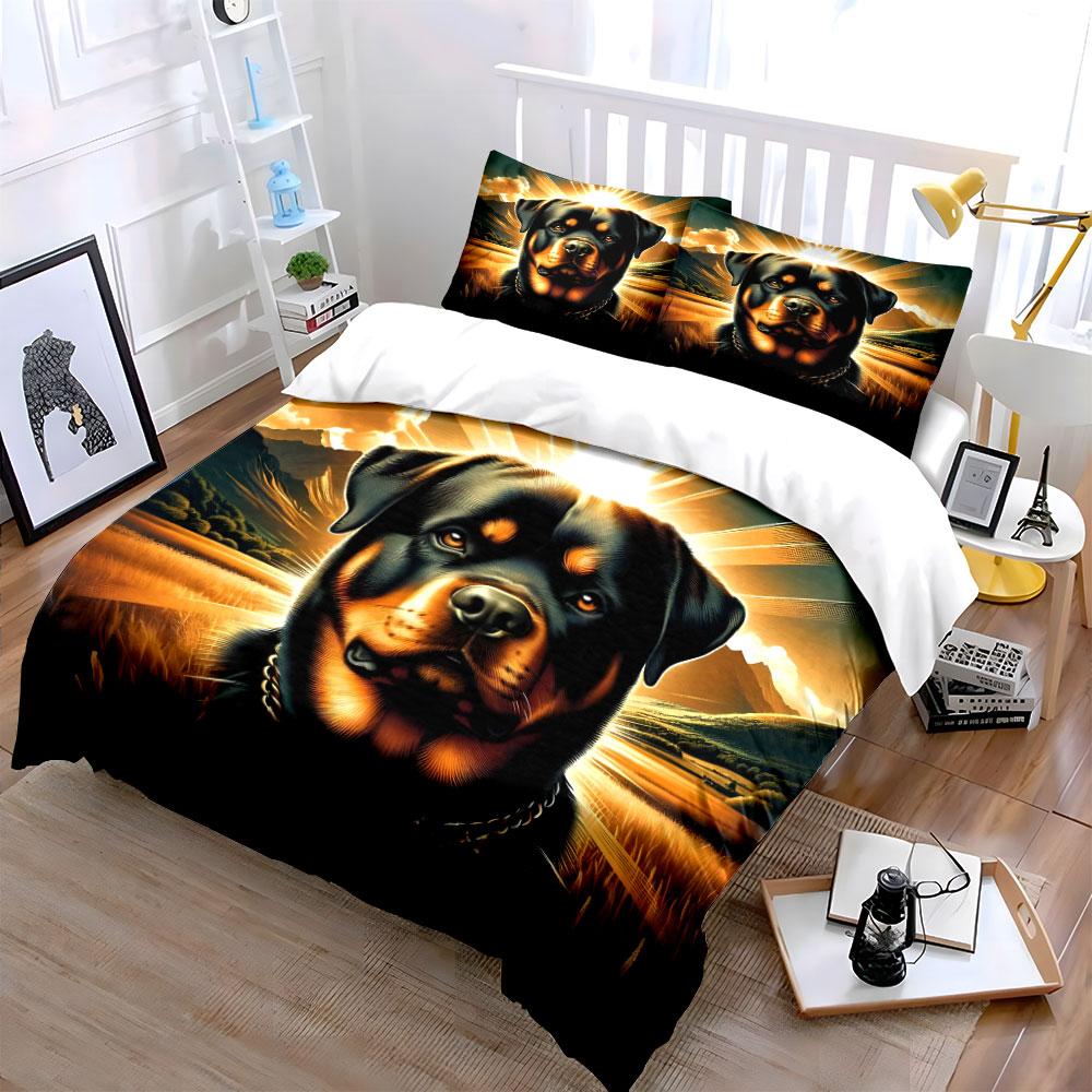 Rottweiler Dog and Landscape. Bedding Sets Duvet Cover Sets Duvet Covers Pillowcases(1 * Duvet Cover 2 * Pillowcases Without Duvet Insert)