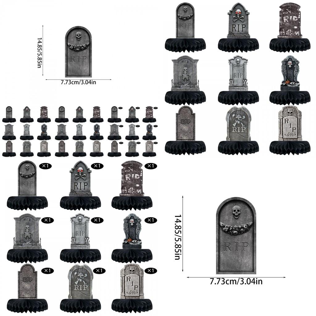 Tombstone Paper Halloween Honeycomb Decor With 9pcs For Haunted House Party