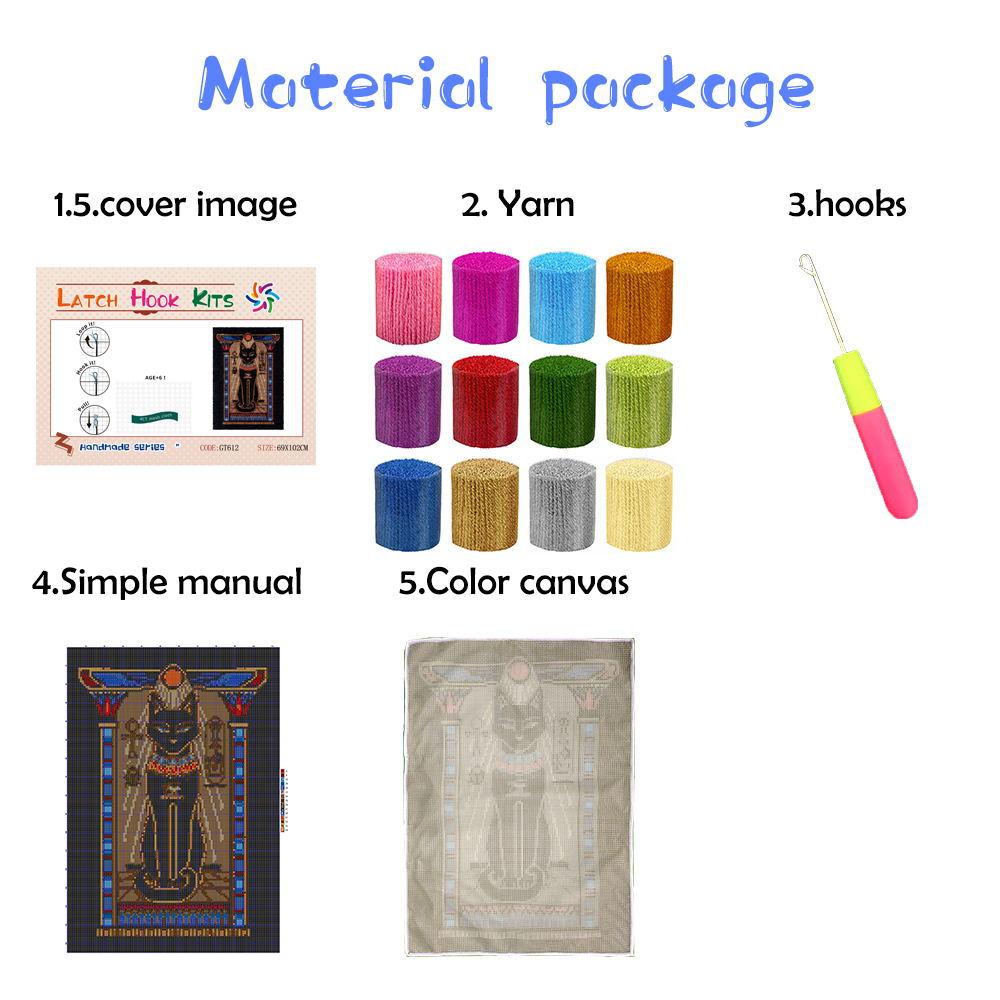 Cute Animal Latch Hook Rug Kits Pillows Smyrna Package Carpet Cat Embroidery Latch Hook Kit Diy Cross Stitch Pillow Knooppakket
