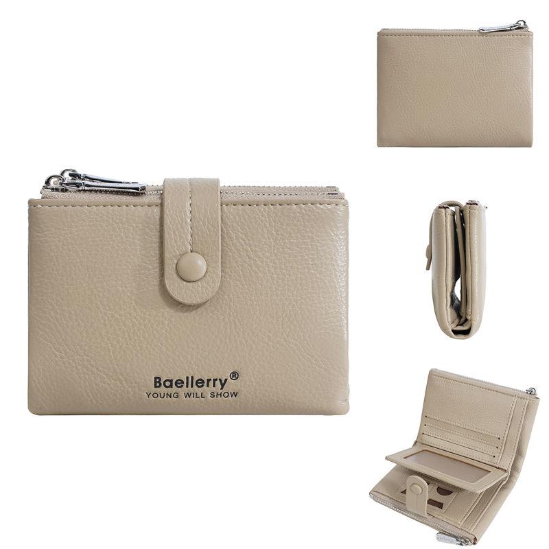 Baellerry Women Fashion Short Wallets Casual Tri-fold Coin Purse Double Zipper Card Holder Purses GZW