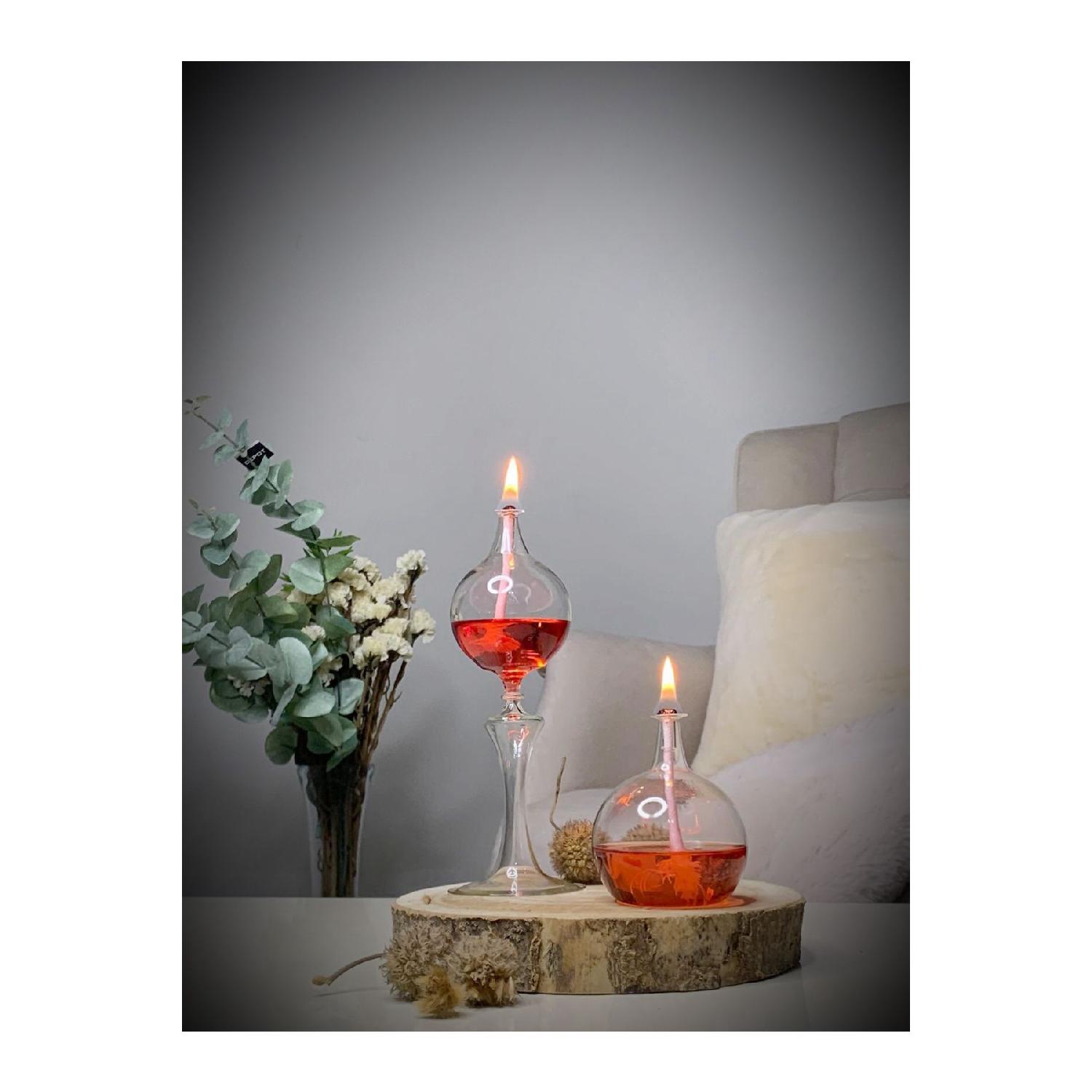 

Скляна масляна лампа Footed Drops Candlestick Набір із 2 масляних ламп синій