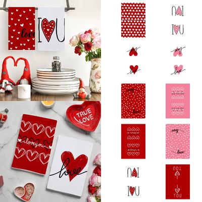 Soft Towel,Valentines Day Love Print Kitchen Dish Towels Absorbent Quick Drying Cleaning Dishcloth