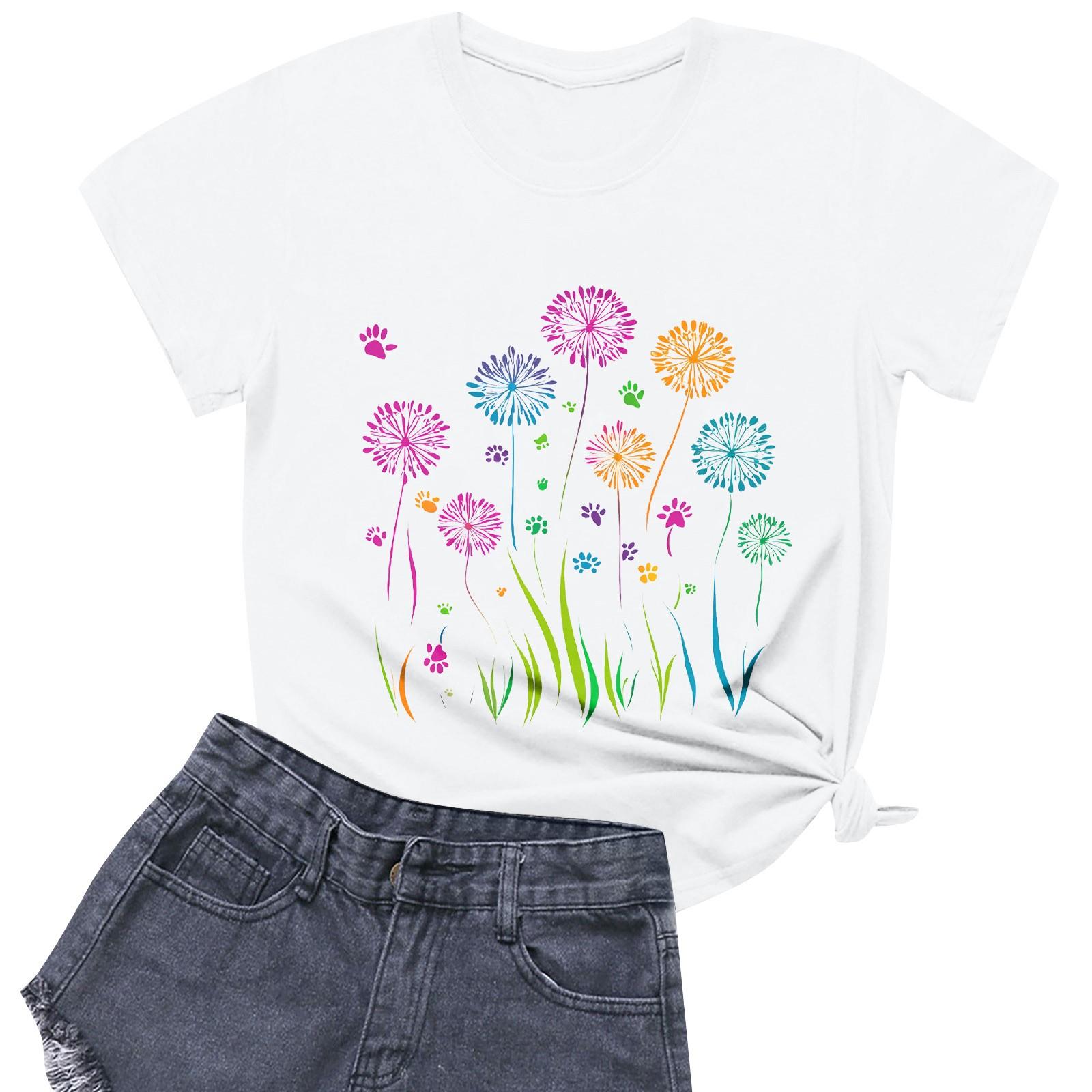 

Женские модные повседневные пуловеры с короткими рукавами и круглым вырезом с принтом XL белый