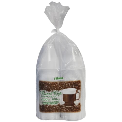 Sunnap Insert Cups, Approx. 200ml, Pack of 100, for Hot & Cold Drinks, ICP-100, White, 8cm Diameter x 8cm Height