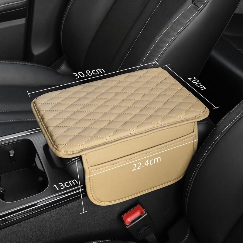 

1Pc Arm Rest Mat Leather Elbow Support Storage Box Foam Height Pad Storage Bag Center Console Protector Cover Side Pocket бежевый