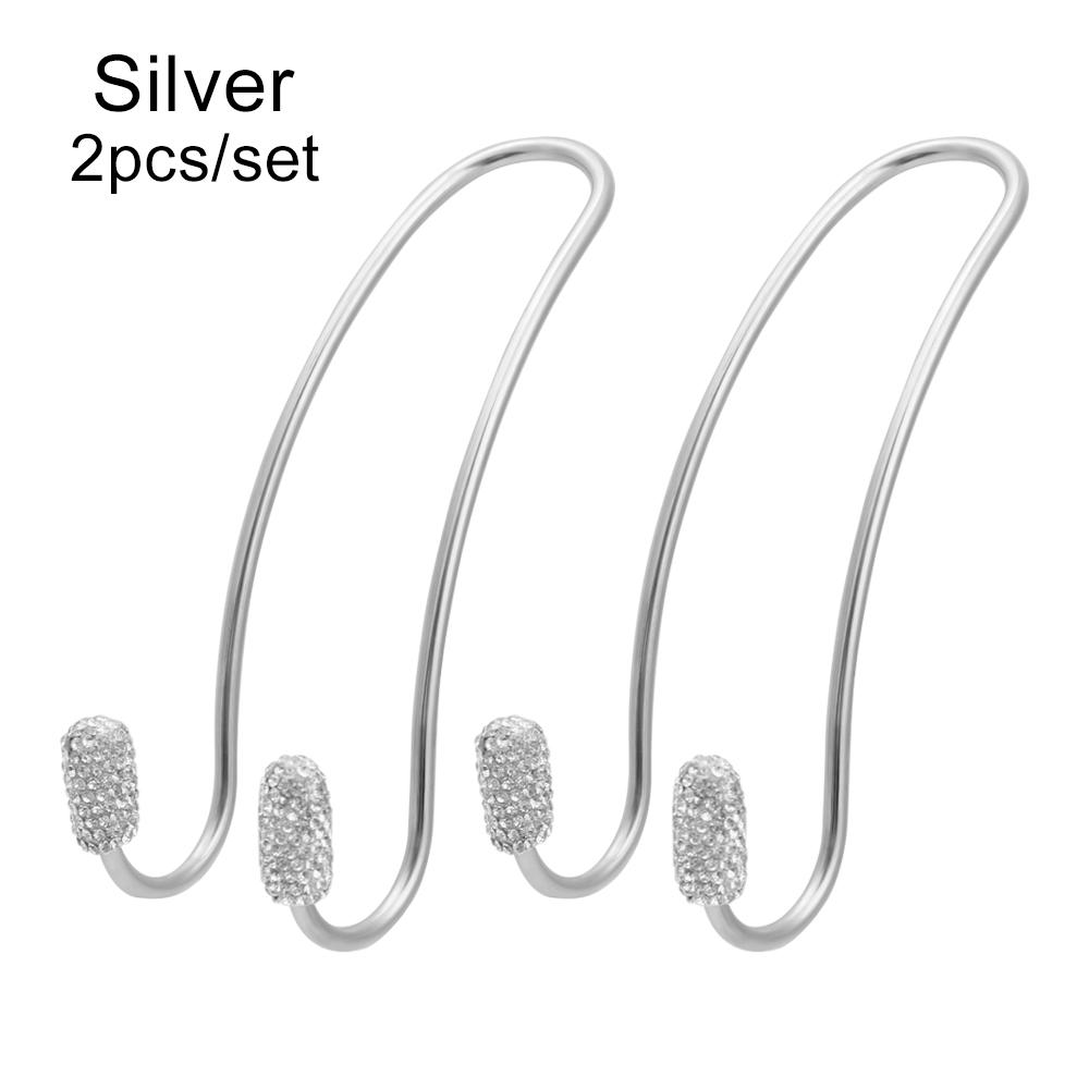 

2 шт. крючков для хранения на заднем сиденье, блестящий бриллиантовый органайзер для спинки сиденья, прочный, крепкий подголовник, вешалка для сумок, автомобильные аксессуары серебряный