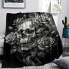 Dark Cupid Medusa Wolf Skull Print Flannel Blanket,High quality Comfortable for All Seasons,Home Decor,Warmth and Comfort,Perfect for Christmas Gifts