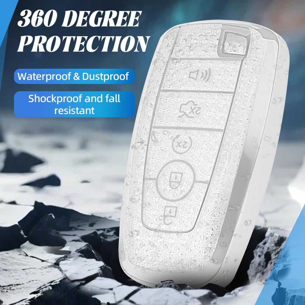 Car Key Cover for Ford, Soft TPU Protection Key Case Compatible With Ford Maverick Lincoln Fusion F150 F250 F350 F450 F550, 5 Buttons Remote Key