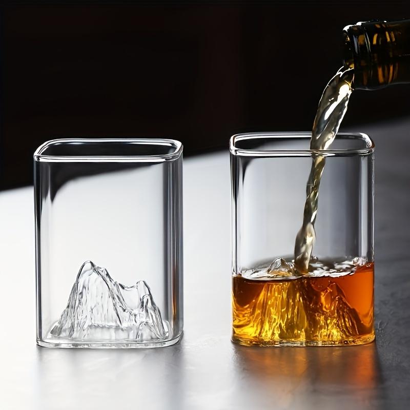6.76oz High Borosilicate Glass Whiskey Glasses 3D Mountain Design   Cocktails Scotch Bourbon Vodka Tequila More for Home Decor