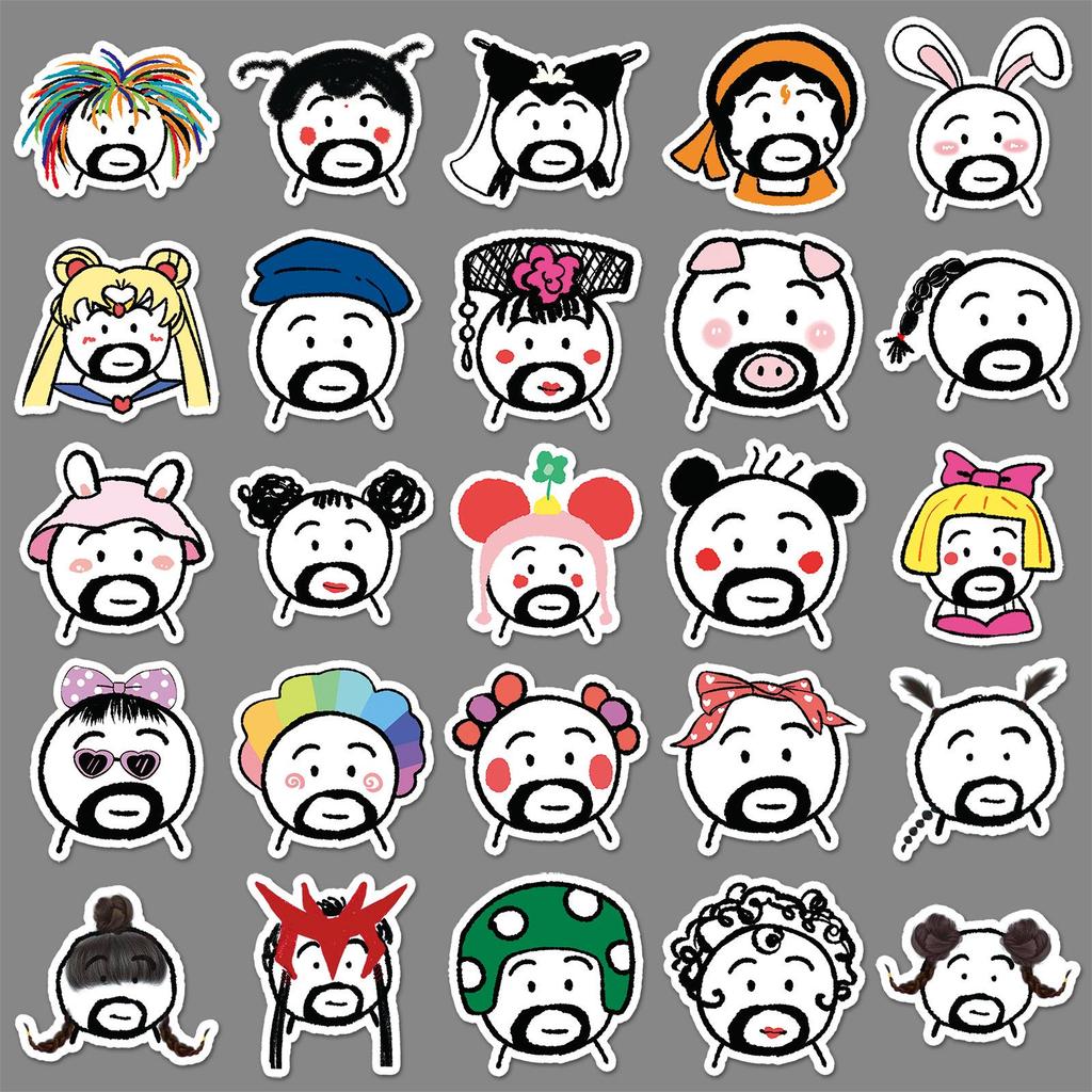50pcs Waterproof Dumb Face Emoji Stickers for Creative Planning and Decoration