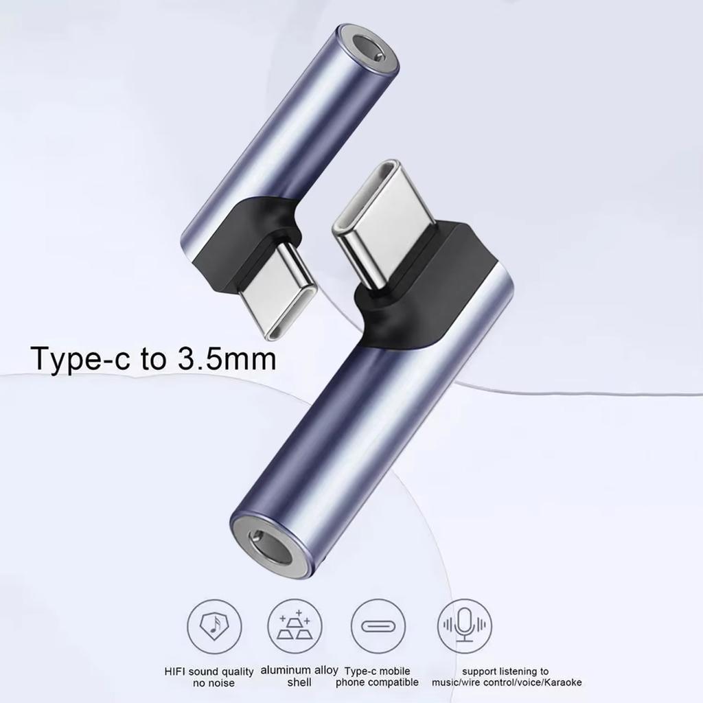 Elbow Type C To 3.5mm Earphone Adapter 3.5 Jack USB C Headphones AUX Audio Adapters For 15 16 Pro Samsung Huawei