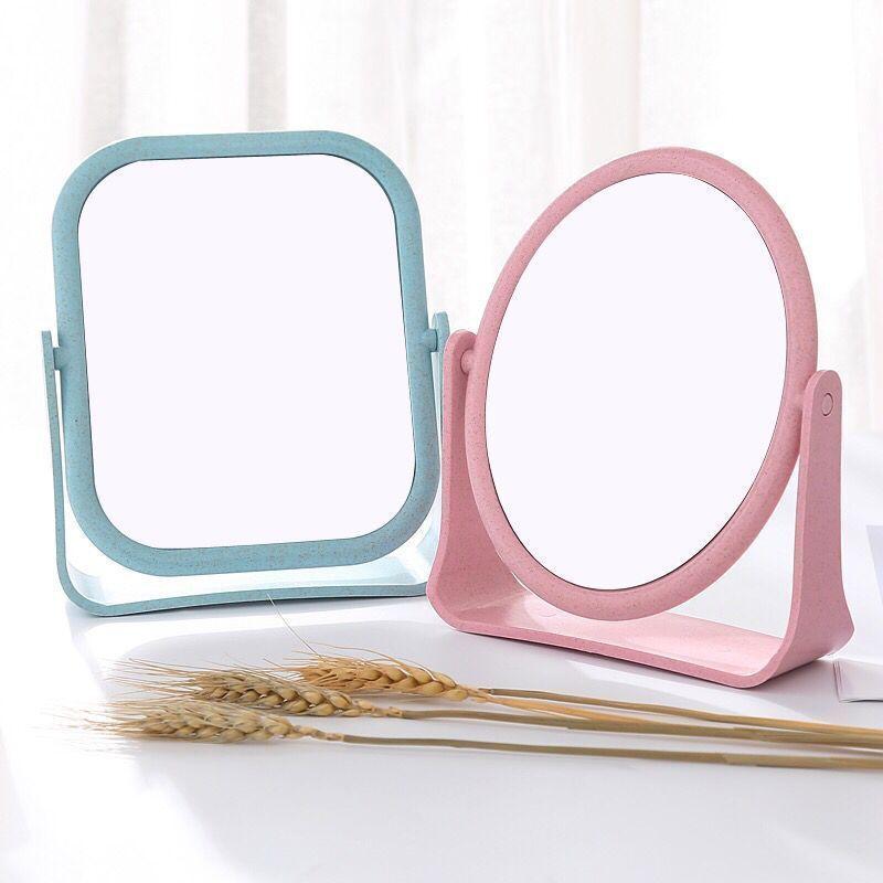 European Style Makeup Mirror Dual Side Rotating Desktop Vanity Mirror with Stand for Dorm