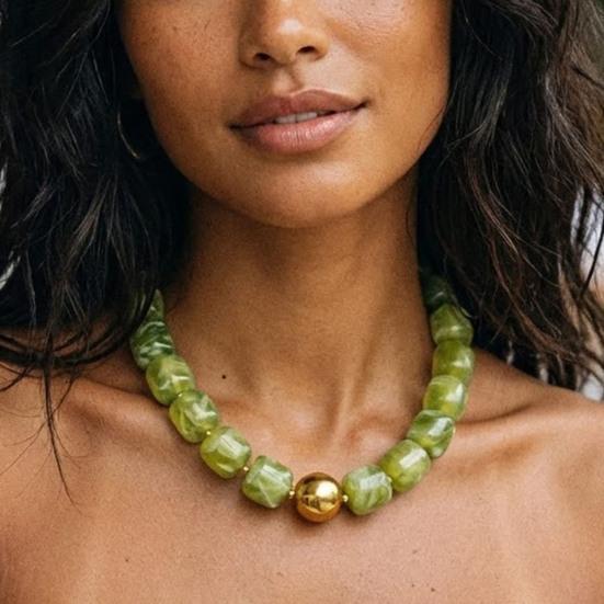 Gruby naszyjnik z koralików Kwadratowe koraliki żywiczne Naszyjnik Choker w stylu boho dla kobiet Wakacje Letnie wakacje Plaża