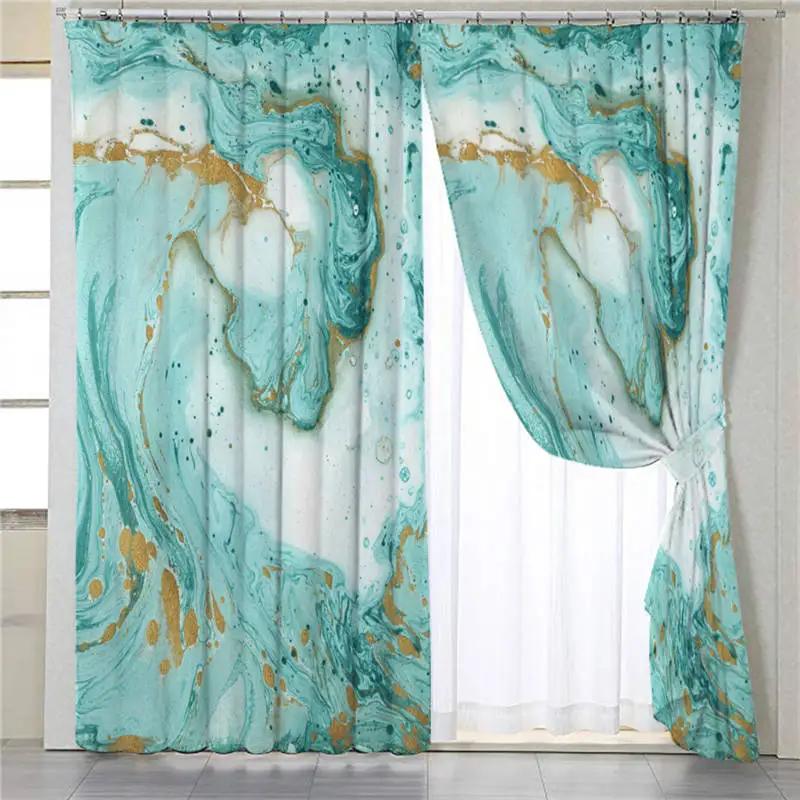 2 Panels Abstract Geometric Curtains Marble Texture Curtains for Bedroom Living Room Kitchen Window Floor-to-ceiling Windows