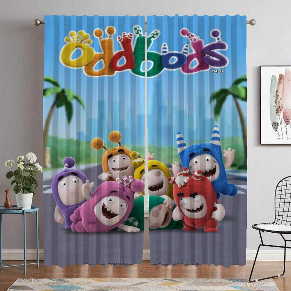 Oddbods Blackout Curtain for Room 2 Panel Elegant Room Curtains Shades Halloween Decoration Partition Tulle for Bedroom Living