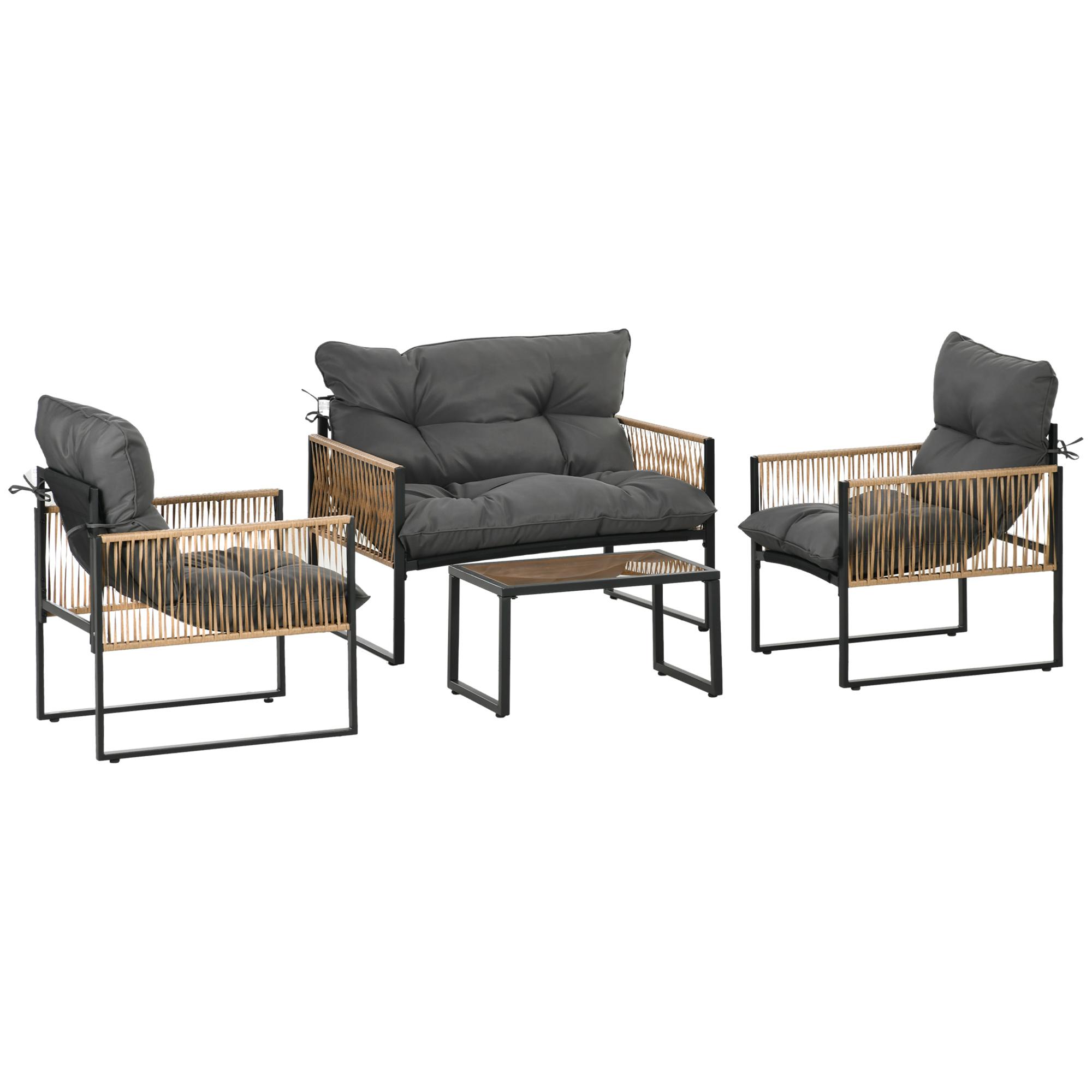 Garden Furniture Set, 4-Piece, Sofa, 2