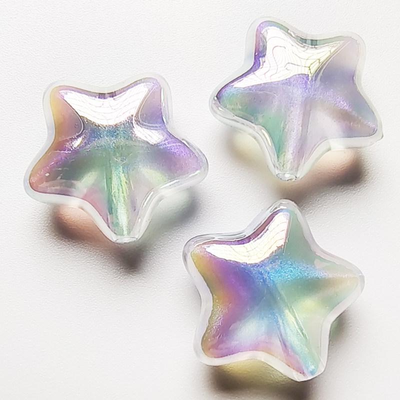 Iridescent Aurora Blue Star Beads for DIY Jewelry