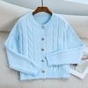 Autumn New Round Neck Twist Three-dimensional Twist Texture Knitted Cardigan Sweater Women