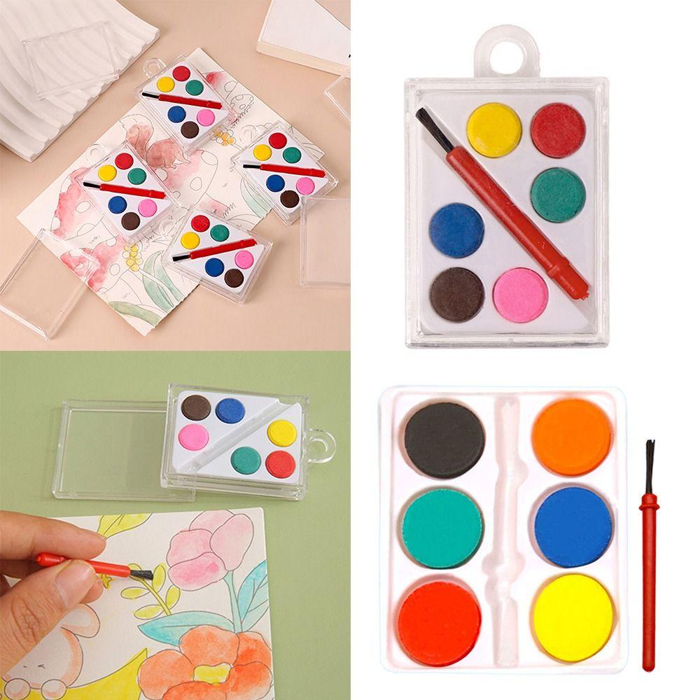 Solid Watercolor Pigment 6 Colors Oil Painting Kit Portable Painting Pigment Set Children