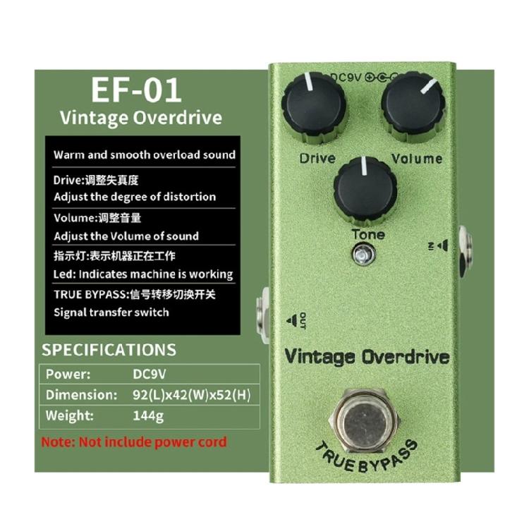 Electric Guitar Effects Pedal Single Type 9V Guitar Vintage Overdrive Effects Pedal for Stage Live Studio Easy to Use