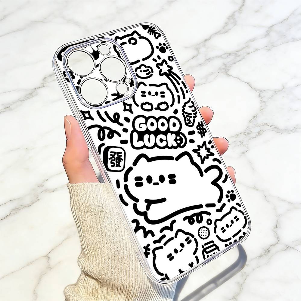 Simple and cute Phone Case Transparent Silicone Soft For iPhone 17 16 15 14 13 12 11 Mini Pro Max Plus