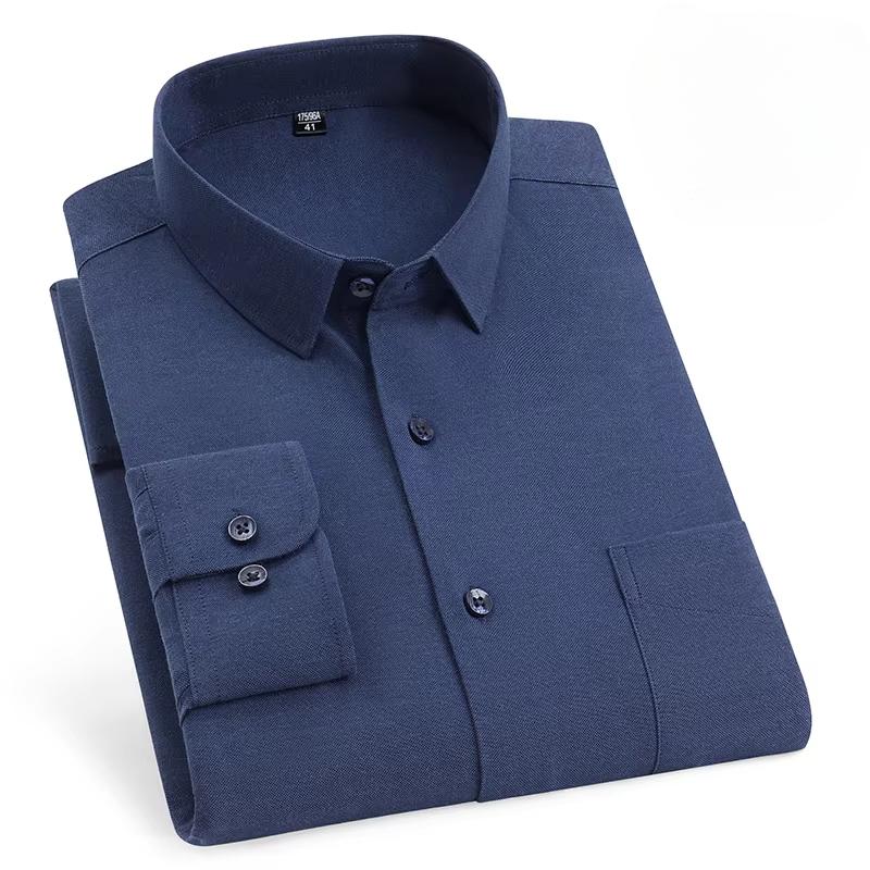 New In Shirt Over Size Long-sleeve Shirts for Men Slim Fit Formal Plain Shirt Soft Comfortable Striped Plaid Office Full Clothes