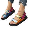 Casual Sandals Women 2025 Hot Sale Women's Shoes Peep Toe Women's Sandals Fashion Color Matching Summer Plus Size Flat Sandals