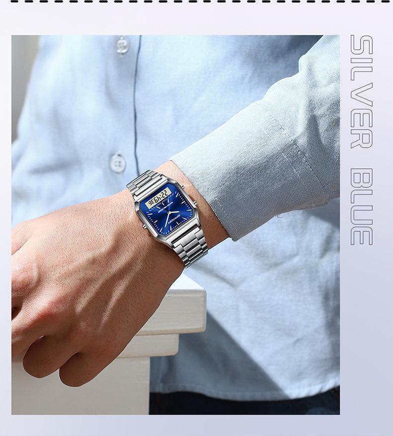 Sanda Retro Business Men's Electronic Watch with Steel Band - Trendy, Thin, and Fashionable.