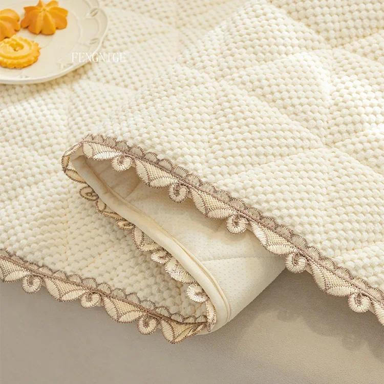 Solid Color Sofa Cushion Chenille Protective Couch Cover Modern Sofa Cover Anti-Cat Scratch Non-Slip Thickened Home Living Room