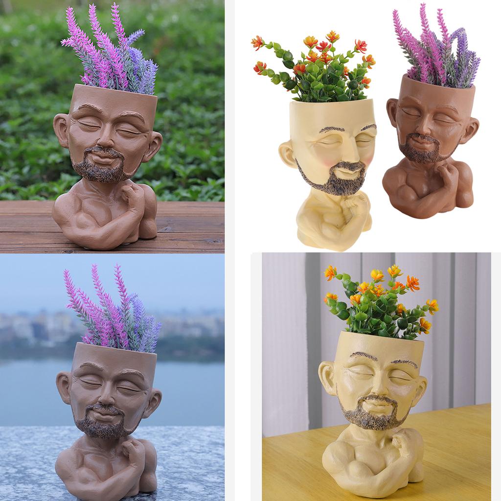 Home Garden Figurine Sculptures Succulents Potted Plant Flower Wares Gardening Ornament for Indoor Outdoor Offices Decor