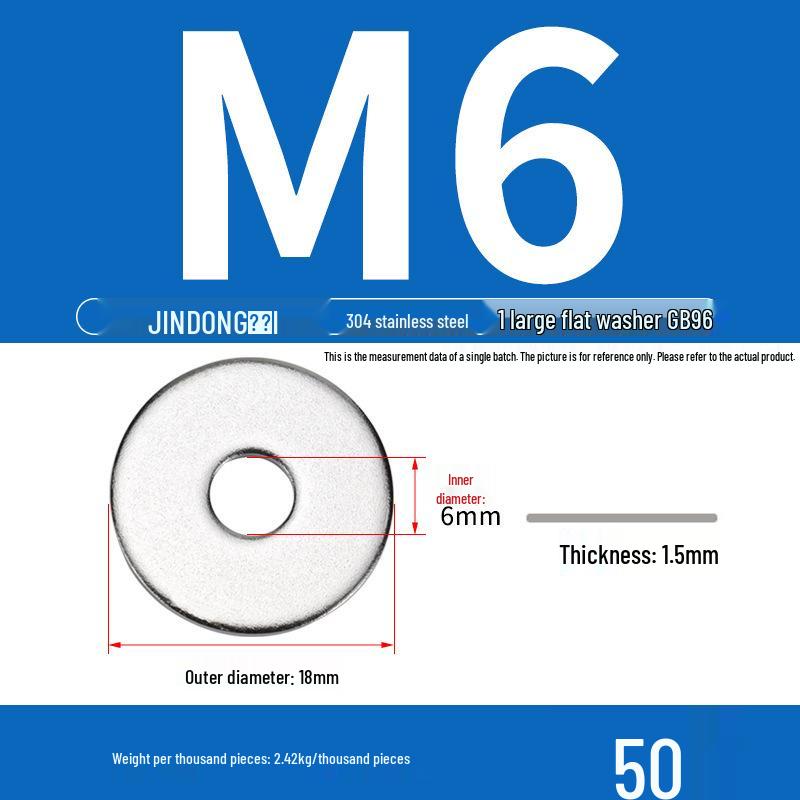 Stainless Steel 304/201/316 Oversized Thick Flat Washer Gasket Screw Washer GB97/GB96