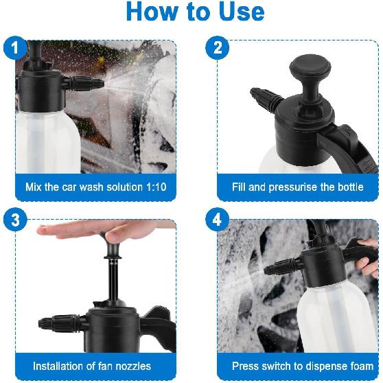 Car Foam Sprayer High Pressure Garden Hose Foam Cannon 2L Car Wash Foam Cannon for Window Vehicle Furniture Washing