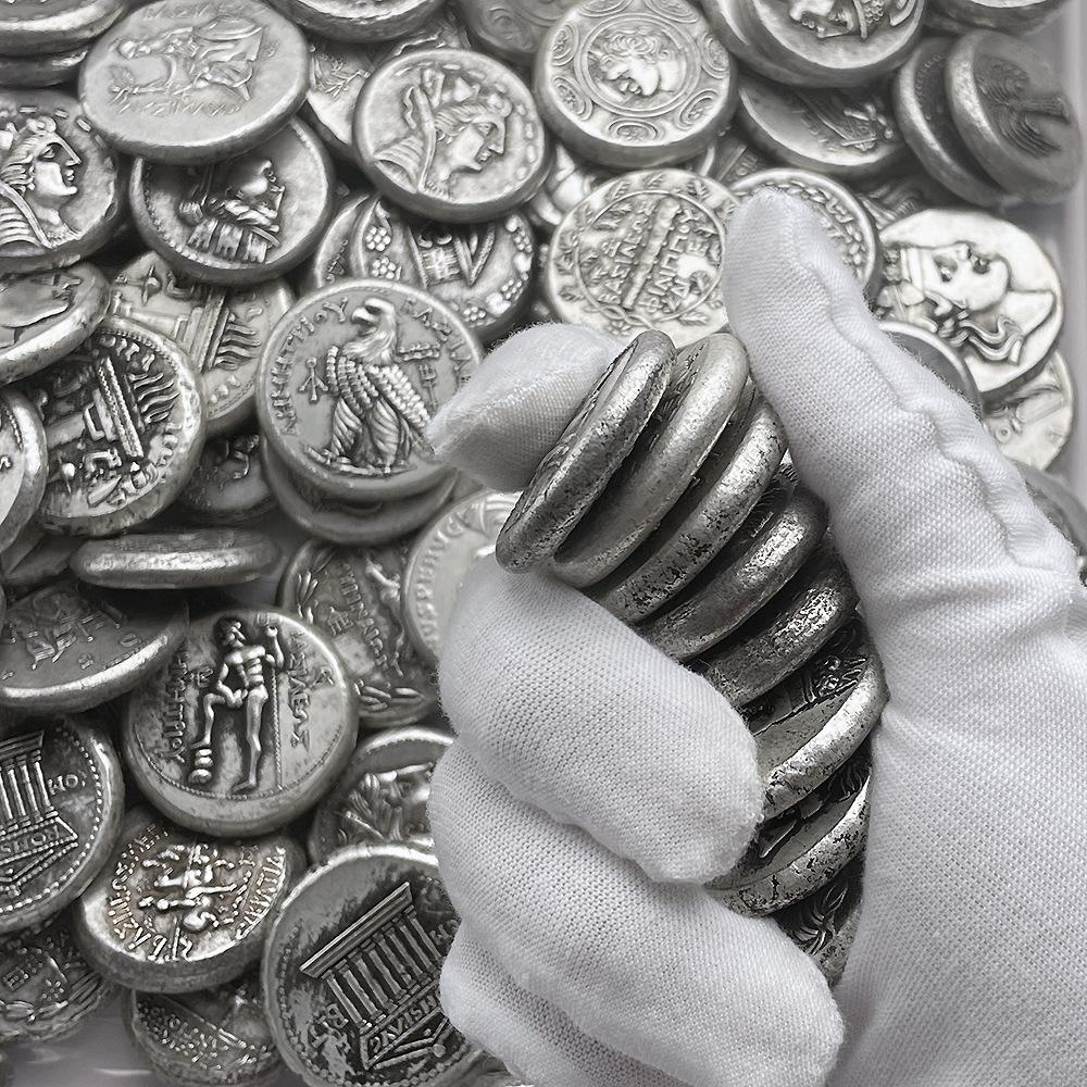 Retro, zesílené a těžší, řecké mince, mytologické mince, zlaté a stříbrné mince, pamětní medaile, starožitné měděné mince, vyřezávaná nika DIY