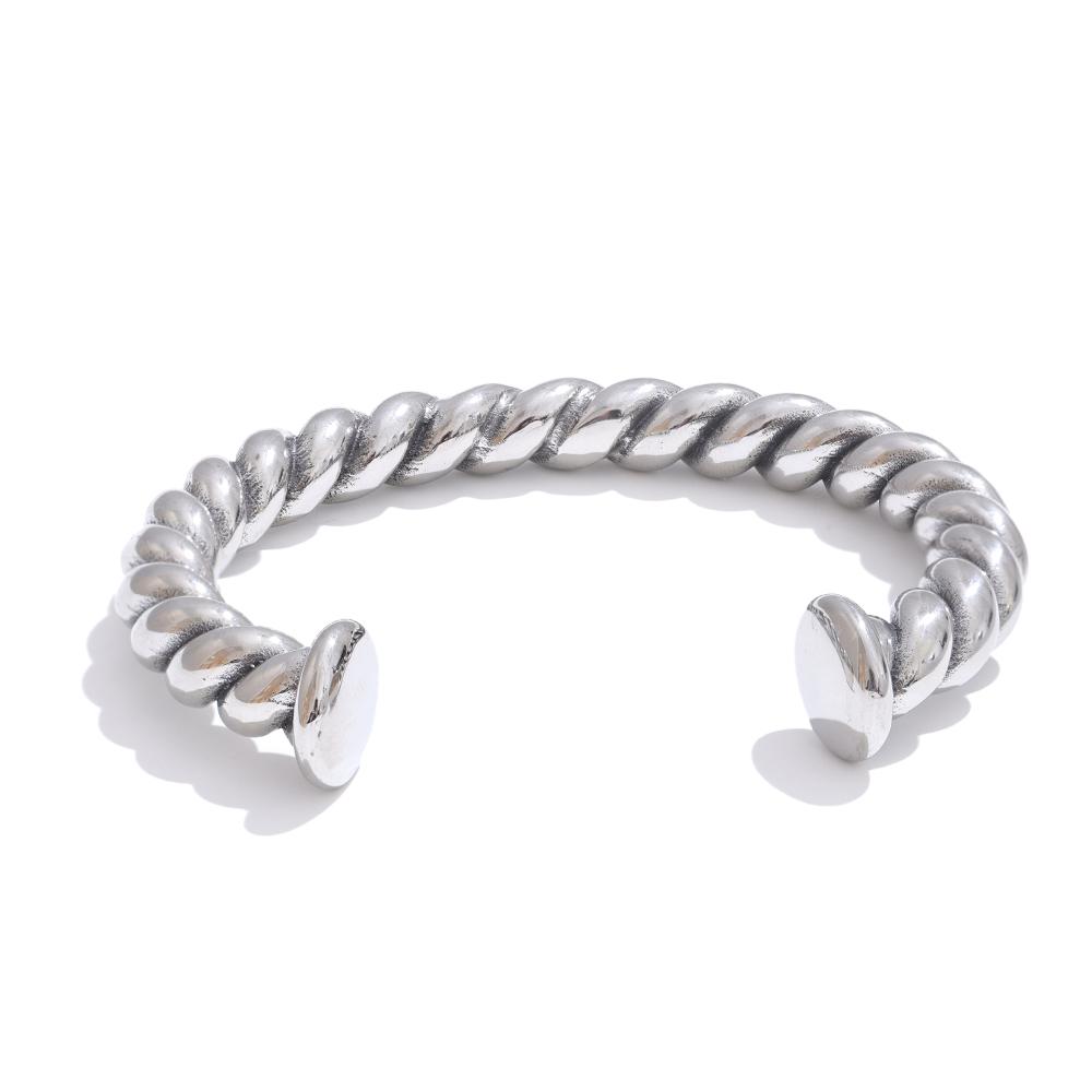 

Yhpup 64mm Statement Twisted Retro Silver Color Cuff Bracelet Bangle Stainless Steel High Quality Men Jewelry Accessories Gift