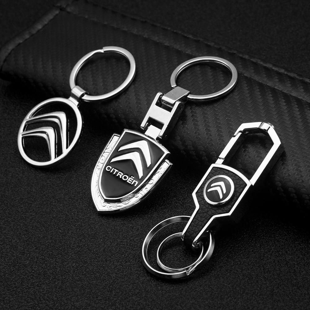 Metal+Leather Car Styling Keychain Key Rings For Citroen C1 C2 C3 C4 C5 C6 C8 C-Crosser C3 Picasso C4 Picasso DS3 Berlingo XSARA