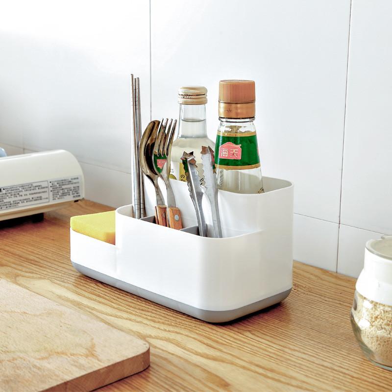 Plastic Organizer Storage Box With Dividers For Makeup And Desk Clutter Management