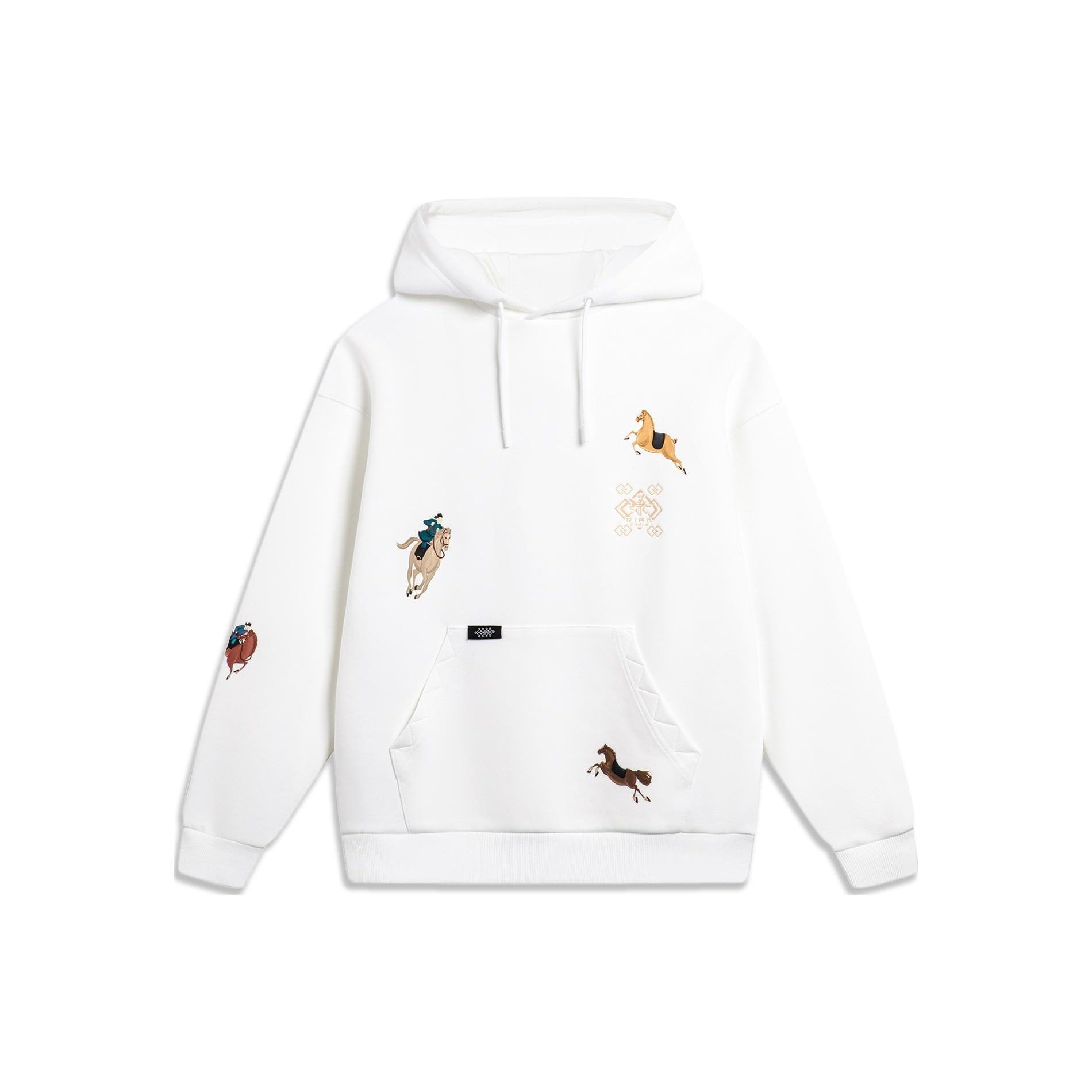 Li-Ning Chinese Culture Horse Graphic Hoodie White Men s AWDTE21-1 L